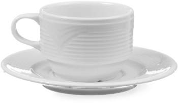 Farfurie suport ceasca diametru 15 cm portelan alb cu margini intarite Hendi gama SATURN 