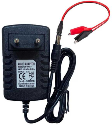 Incarcator 13.8V 2A pentru acumulatori 12V plumb acid/gel cu mufa 2.1x5.5mm + cablu cu crocodili 547 