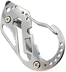 Instrument multifunctional breloc pentru chei tip carabiniera argintiu 