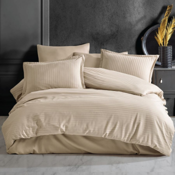 Lenjerie De Pat Pentru 1 Persoana Bumbac Damasc 100 3 Piese Cearceaf Pat 160X240 Cearceaf Pilota 150X220 Fete De Perne 50X70 Cappucino