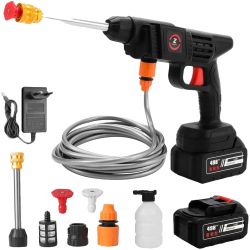 Pistol de spalat auto fara fir 240 L/h 200W 6000mAh 10m raza de pulverizare set cu 1 baterie 