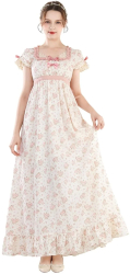 Rochie victoriana CR ROLECOS design floral alb roz L - OUTLET 