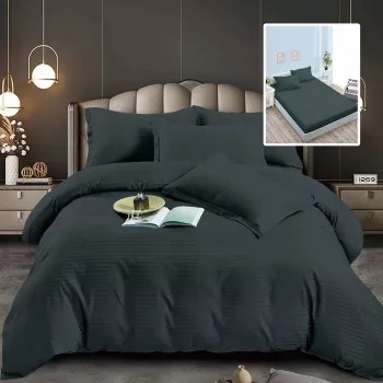 Set Lenjerie De Pat Pentru 2 Persoane Xxl Bumbac Damasc Policotton 6 Piese Cearceaf Pat Cu Elastic Cearceaf Pilota 200X230 Fete De Perne 