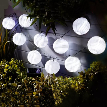 Sir 10 lampioane solare LED alb rece 3.7m Garden of Eden 11227 