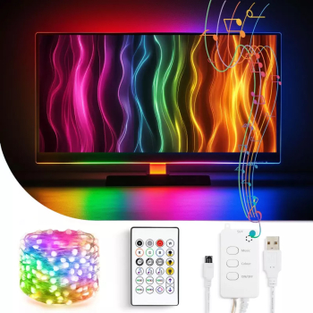 Sir 3m lumina Smart TV - USB 30 LED-uri RGB Bluetooth/telecomanda 58387 