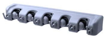 Suport fix de perete pentru agatat diverse unelte 5 fante 6 agatatori plastic gri 