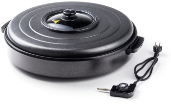 Tigaie electrica cu capac Hendi aluminiu cu strat anti-aderent vas interior 55x inaltime 6 cm exterior 62x inaltime 19 cm 230 V 1600 W 