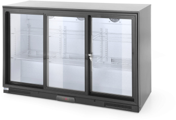 Vitrina frigorifica de prezentare 3 usi glisante interval temperatura 2/10C 300 W corp inox ARKTIC by Hendi 1335x500x h 900 mm 338 Litr 