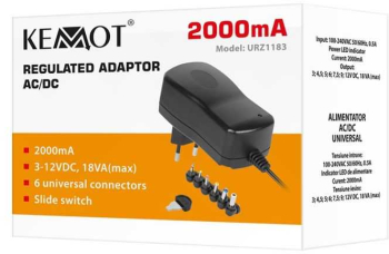 Alimentator stabilizat 2A 24W 3-4-5-6-7-9-12V + 6 conectori KEMOT URZ1183 