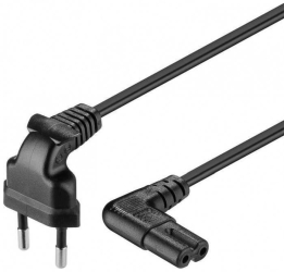 Cablu de alimentare 90 grade EURO 2 pini TV cu conectori cotiti CEE 7/16 - IEC-60320-C7 1m Goobay 