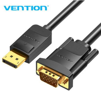 Cablu DisplayPort - VGA 2m 1080P 60Hz 30AWG aurit negru VENTION HBLBH 
