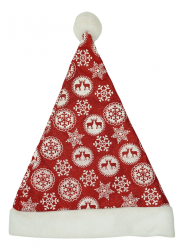 Caciulita de Mos Craciun Flippy cu ornament fulg de nea si sclipici rosie marime universala material textil 