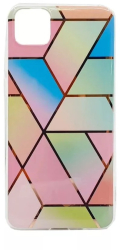 Husa protectie Flippy compatibila cu Samsung Galaxy A20 E Soft IMD TPU Marble Geometric Roz 