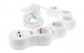 Prelungitor reglabil 5 prize 5m cablu 3xG1.5mm2 3500W 16A cu incarcator USB Well 