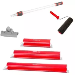 Set 3 gletiere profesionale inox 40 60 80 cm suport maner prelungitor 0.8-1.4 m rola gletuit Strend Pro 