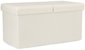 Bancuta textil alb buclat Joris 76x38x38 cm 