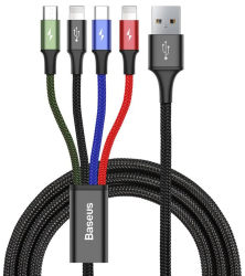 Cablu de Date USB la Type-C 20W 1.2m 4in1 - Baseus Rapid CA1T4-A01 - Black 