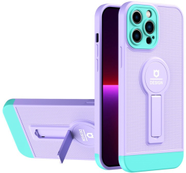 Husa Armor Design cu Stand pentru Apple iPhone 14 Pro Max Mov/Albastru Suport Auto Magnetic Protectie Antisoc Flippy 
