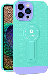 Husa Armor Design cu Stand pentru iPhone 13 Pro Blue/Mov Suport Auto Magnetic Wireless Charge Protectie Antisoc Flippy 