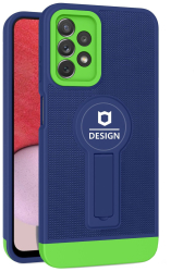 Husa Armor Design cu Stand pentru iPhone 13 Pro Max Albastru/ Verde Suport Auto Magnetic Wireless Charge Protectie Antisoc Flippy 