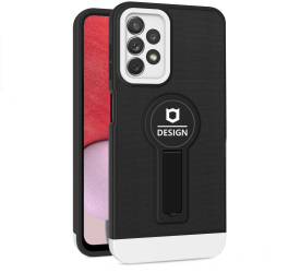 Husa Armor Design cu Stand pentru Samsung Galaxy A32 4G Negru/Alb Suport Auto Magnetic Wireless Charge Protectie Antisoc Flippy 