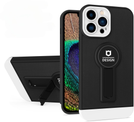 Husa Armor Design cu Stand pentru Samsung S21 FE Negru/Alb Suport Auto Magnetic Protectie Antisoc Flippy 