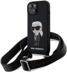 Husa pentru iPhone 15 - Karl Lagerfeld Silicone Crossbody KLHCP15SSCBSKNK - Ikonik 