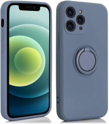 Husa protectie Flippy compatibila cu Apple iPhone 11 Pro Max Liquid Silicone Ring cu suport rotativ Albastru deschis 