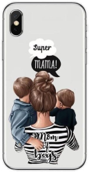 Husa protectie Flippy compatibila cu Apple iPhone 13 Pro Max Glass print Super Mom Multicolor 