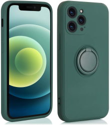 Husa protectie Flippy compatibila cu Apple iPhone 7/8/SE 2020 Liquid Silicone Ring cu suport rotativ Verde 