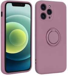 Husa protectie Flippy compatibila cu Huawei P40 Lite E Liquid Silicone Ring cu suport rotativ Mov 