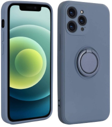 Husa protectie Flippy compatibila cu Samsung Galaxy A71 Liquid Silicone Ring cu suport rotativ Albastru deschis 