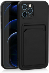 Husa protectie Flippy cu suport card compatibila cu Apple iPhone 13 Negru 