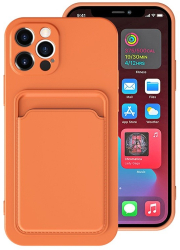 Husa protectie Flippy cu suport card compatibila cu Apple iPhone 13 Portocaliu 