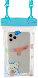 Husa subacvatica Fruity Waterproof Flippy Snowproof Universala Impermeabila cu Snur pentru telefon sau documente Berry Bear Albastru 