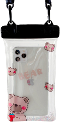 Husa subacvatica Fruity Waterproof Flippy Snowproof Universala Impermeabila cu Snur pentru telefon sau documente Berry Bear Negru 