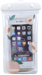 Husa subacvatica Glitter Kids Waterproof Flippy Snowproof Universala cu Snur pentru telefon sau documente Peach Alb 