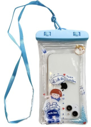 Husa subacvatica Glitter Kids Waterproof Flippy Snowproof Universala cu Snur pentru telefon sau documente Tea Girl Albastru 