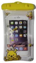 Husa subacvatica Kids Waterproof Flippy Snowproof Universala cu Snur pentru telefon sau documente Bear Galben 