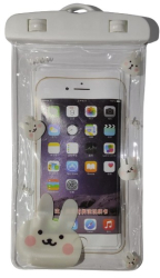 Husa subacvatica Kids Waterproof Flippy Snowproof Universala cu Snur pentru telefon sau documente Bunny Alb