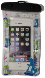 Husa subacvatica Kids Waterproof Flippy Snowproof Universala cu Snur pentru telefon sau documente Dino Negru