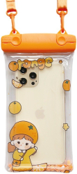 Husa subacvatica Waterproof Flippy Snowproof Universala Impermeabila pentru telefon sau documente cu snur Orange Girl Portocaliu 