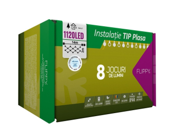 Instalatie Craciun Tip Plasa 14 m x 2 m 1120 LED-uri Alb rece 8 jocuri de lumini Transformator cu telecomanda Interconectabila Prelu 