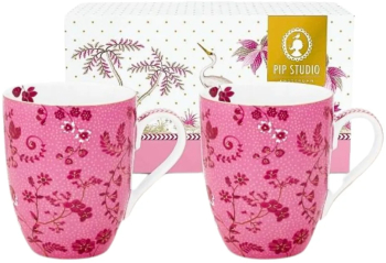 Set 2 cani din portelan Pip Studio Flowers Pink 350 ml colectia Jolie 