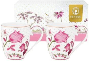Set 2 cani din portelan Pip Studio Tulip Pink 450 ml colectia Jolie 