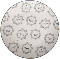 Set 2 farfurii portelan alb gri Catelusi 20x2 cm
