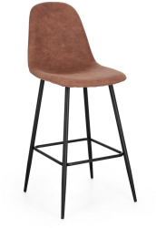 Set 4 scaune bar otel negru textil cognac Irelia 44x53x112 cm 