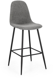 Set 4 scaune bar otel negru textil gri Irelia 44x53x112 cm 