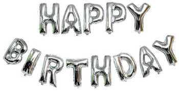 Set baloane folie Flippy Happy Birthday 40 cm argintiu 