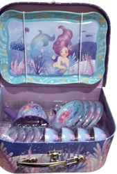 Set ceai din metal pentru copii 15 piese model sirena Albastru 3+ 